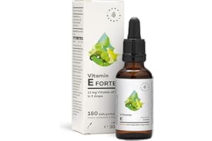 ‎AURA HERBALS AURA HERBALS® Vitamin E Forte 900 Tropfen Öl - Hochdosiert und bis zu 180 TAGESPORTIONEN - Flüssig 30ml - Natürliches Produkt 100% - Vegan - Hohe Bioverfügbarkeit - Einfache Komposition