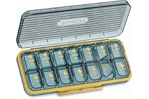 OFIDUS 14 Cells 2 Times a Day Pill Organiser - Moistureproof Daily Cute Pill Box, Removable Separate Cell 14 Days Pill Case Suitable for Women Men Travel Jewelry & Everyday (Blue)