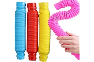 AUFIKR Fidget Pop Tube zabawki dla dzieci i dorosłych, 4 bardzo duże wielokolorowe tubki (toobs) sensoryczna zabawka