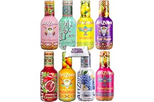 Arizona Tea Mix Bundle - 8 Flavours | Blueberry White Tea, Fruit Punch, Kiwi Strawberry, Watermelon + More | PACK OF 6x500ml MIX 1pc Each - 6 Flavours Boxed Treatz