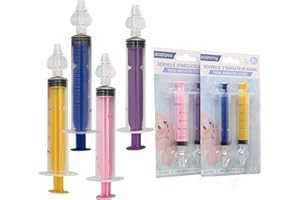 4 Jeringas (1 de cada color) - Jeringa Lavado Nasal Bebé, Aspirador Nasal para Bebé, Jeringuilla Lavado Nasal, Lavado Nasal y Saca Mocos para Bebés - BORNOVA