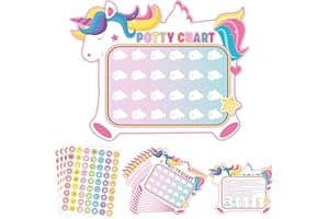 GROBRO7 15Pcs Unicorn Potty Training Reward Chart with Stickers, Rainbow Cloud Ice Cream Toilet Reward Charts for Toddler, Toilet Independent Training Behaviour Reward Gifts for Motivating Boys Girls