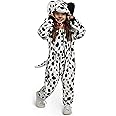 Spooktacular Creations Unisex Animal jumpsuit Pajama for Kids Zip-Up Puppy Hooded Jumpsuit Halloween Cosplay Costume Sleepwear Homewear