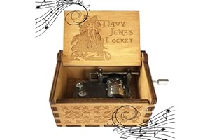 MINGZE Wooden Music Box - Hand Crank Musical Box, A variety of styles Hand Engraved Wooden Music Box, for Home Decoration Crafts Birthday Gift (Pirates of the Caribbean（wood color）)