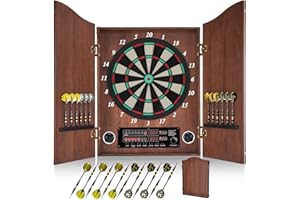 Yirinatek Diana Electronica, Dardos Diana Electronica [12 Dardos de Bronce][Modo de Juego Cricket], Diana Electronica Profesional, Puertas de Gabinete de Madera