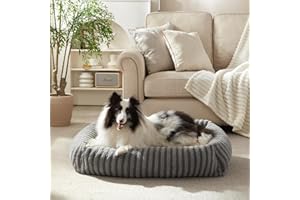 Pawk Hundebett mittelgroße Hunde, Hundebett Waschbar abnehmbar mit Erhöhte Ränder, rutschfeste Hundekorb mit bequemem Kaninchenwolle-Bezug, 64 x 54 x 18 cm