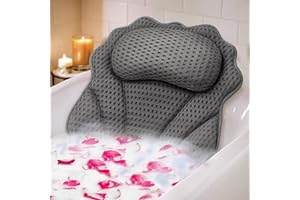 RUVINCE Oreiller de Bain Ergonomique de Luxe avec Soutien de la tête, de la Nuque, des épaules et du Dos, Oreiller de Bain 4D avec 6 ventouses puissantes, adapté à Tous Les Bains