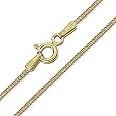 Amberta 18K Gold Plated on 925 Sterling Silver 1.3 mm Curb Chain Necklace