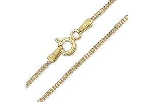 Amberta® Bijoux - Collier - Chaîne Argent 925/1000 - Plaqué Or 18K - Maille Gourmette - Largeur 1.3 mm - Longueur 40 45 50 55 60 70 cm