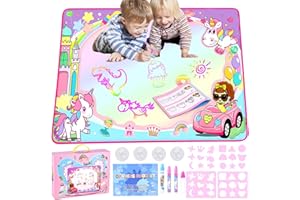 Nabance Agua Dibujo Pintura, 100 X 80 CM Alfombra de Agua con Bolígrafos Mágicas, Agua Multicolor Alfombra de Dibujo para Niños, Juguete Educativo Regalo, Idea de Regalo para niños de 3+ años