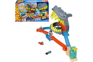Hot Wheels City Shark Chomp Beach lekset med leksaksbil 1:64 | Die-cast-fordon i skala 1:64 och banlekset, 2 sätt att leka, k