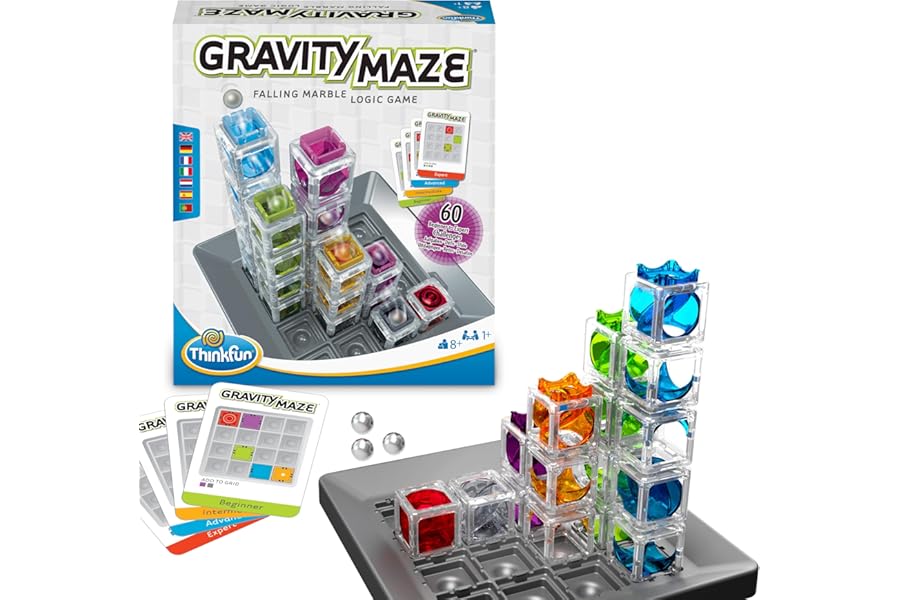 ThinkFun Gravity Maze Falling Marble Challenge Logic Brain Game and STEM Toys for Kids and Adults Age 8 Years Up - Gifts for Children