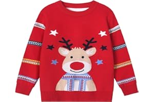 Pilipulu Maglione Natalizio Bambino Felpa Natale Bambini, Pullover Bambino e Bambina Invernale, Maglia Natale Bambini con Scollo Rotondo 2-6 Anni
