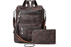 Shrrie Sac à Dos Femme, Sacs à Main Portés Dos en PU Cuir, Élégant Imperméable Sac à Dos Antivol Convertible avec Bandoulière Amovible pour Travail Voyage College Cadeau