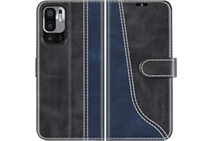 Mulbess Funda para Xiaomi Redmi Note 10 5G / Poco M3 Pro 5G, Funda Libro Protectora Carcasas TPU, Ranura para Tarjeta, Cierre Magnético, Elegante Negro