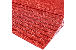 Uhat Lot de 10 feuilles A4 en mousse EVA à paillettes pour loisirs créatifs et loisirs créatifs - 2 mm (autocollant, rouge)
