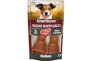 SmartBones Huesos Masticables Mediano - Snack masticable con de verduras con ternera y de pollo para perros medianos, huesos de textura blanda, sin cuero crudo, 2 piezas