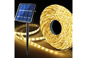 HOMELEO Outdoor Solar LED Strip Lights Warm White, Solar Powered Flexible Waterproof Rope Lights, 8 Modes 180 LED Lights Strip for Garden Porch Gazebo Christmas Pathway Home Patio Umbrella House Eaves Decor