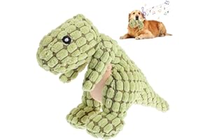 Qaestuan Jouets Sonores en Peluche, Jouets à Couinement pour Chiens, Jouet à Mâcher pour Chiot, Jouet Peluche pour Chiens avec Papier Froissé, pour Chien Toutes Tailles et Tous Âges (Tyrannosaure)