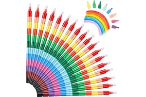 ‎VICLOON Vicloon Wachsmalstifte, 18 Stück Stapelbare Buntstifte kinder, Baustein Buntstifte 12 Farben, Kinder Malstifte Spielzeug für kinder Malerei Geschenk Büro Schulbedarf