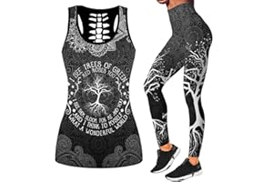 DRZHEAM Conjunto de 2 piezas de ropa casual de calaveras impresas en 3D, sin mangas, para yoga, leggings y pantalones de deporte