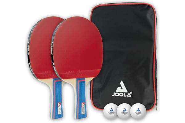 JOOLA Set de Ping-Pong Duo - 2 Raquettes + 3 Balles + Housse, 6 Pièces, Homologué ITTF