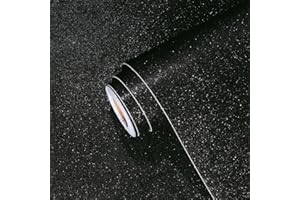 Yullpaper Papier Peint Autocollant Paillettes Noir pour Meuble - Vinyle Film Rouleau Décoratif Adhésif Mural - Revêtement Meuble 40cm X 200cm