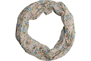 beybey® Women's Silk Loop Scarf with Floral Pattern - Beautiful and Fine - Silk Scarf - Loop Scarf Women - Tube Scarf Women