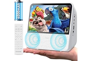 GAONAWAY Lettore DVD portatile con Schermo 4000mAh,con Bluetooth/USB/AV/AUX/Riprendi la Riproduzione,Luminosità Regolabile,Tutta la Regione Lettore DVD/CD Gratuito per TV,Viaggi Lunghi(bianco)