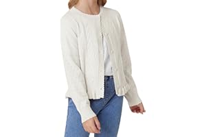 GRACE KARIN Dziecięcy sweter z dzianiny, długie rękawy, okrągły dekolt, marszczony brzeg, sweter z dzianiny