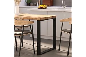 ‎LAMO LAMO Manufaktur LAB-01-A-002-9005M Dining Table, Kitchen Table, Desk, Coffee Table Made of Solid Wood, with Wane Edge, 140 x 80 x 76 cm (AxWxH), Modern, Natural/Black