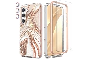 Chvelop Samsung S23 Plus Hülle mit Glitzer Kameraschutz+Schutzfolie+Stoßfänger Samsung Galaxy S23 Plus Hülle Schick Schlank 360 Grad Handyhülle für Samsung S23+ Stoßfest Kratzfest TPU Hüllen Roségold