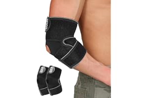 SUEH DESIGN Coudiére Tendinite, Coudiére Épicondylite pour Hommes et Femmes, Attelle Coude Ajustable pour Coude de Tennis, Coude de Golfeur, Soulagement de la Douleur (2 Pièces), Noir