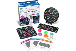 Learning Resources Kit de Arte 100 Bandas Elásticas Fosforescentes, 3 Geoplanos y 20 Modelos en la Guía, Creaciones Luminosas en la Oscuridad, Desarrollo Motricidad Fina, Creatividad, Niños 5 6 7+