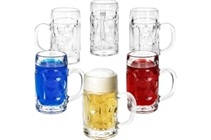 MamboCat Lot de 6 mini chopes à liqueur - 40 ml - Calibrés 4 cl - Pour 6 personnes - Avec mini bouclier, anse et relief - Pour vodka, tequila, liqueur, etc.