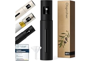 KIVY Edelstahl & Glas Ölsprüher - Präzise Öl Sprühflasche mit feinem Sprühnebel - Sprühflasche Öl - Ölsprüher für Speiseöl & Heißluftfritteuse - Ölspray für Airfryer - Sprayflasche