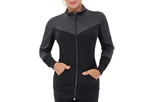 AMZSPORT Chaqueta Deportiva Mujer, Sudadera Capucha Running Cremallera con Bolsillos