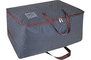 DOKEHOM 100L Large Underbed Clothes Storage Bag with Zip, Moisture Proof (Blue)