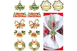 Kesote Serviettenringe Gold Serviettenring Weihnachten Serviettenschnalle 12 PCS Serviettenhalter Kranz Weihnachtsbaum Tischdeko Vintage Deko