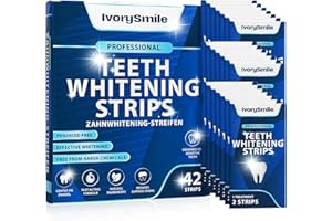 IvorySmile Professional Teeth Whitening Strips 21 Treatments | Safe for Enamel | Non Sensitive Teeth Whitening | Bright Smile Without Any Harm | Pack of 42 Strips + Mouth Opener Included