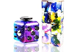Steemjoey 2 Stück Anti Stress Spielzeug Fidget Toys Cube Toys Set, Infinity Cube Unendliche Flip Würfel zum Stressaubbau, Fidget Toy Kleine Geschen für Kinder und Erwachsene - Schwarz