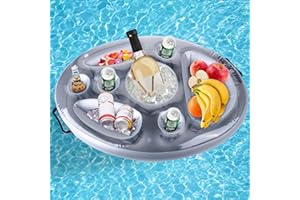 Ulikey Poolbar, 2in1-Getränke und Snackhalter, Aufblasbarer Getränkehalter Schwimmender, 8 Löcher Große Kapazität Floating Coasters für Sommer Schwimmbad Party Pool Wasser-Spaß Strand Mottoparty
