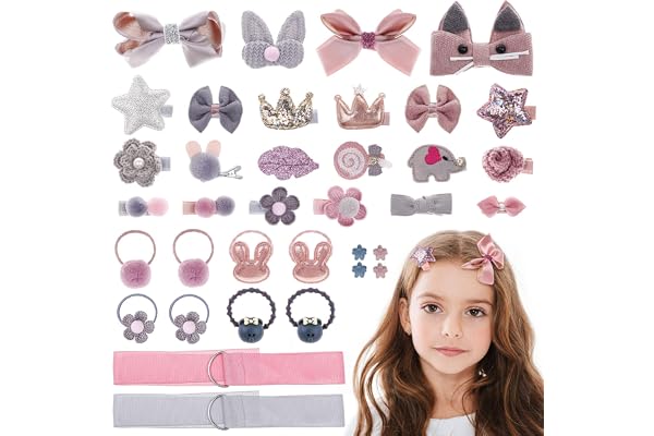 MELLIEX Pinces à Cheveux et Barrettes pour Bébés - 36 Pièces avec Bandes de Rangement pour Filles et Garçons