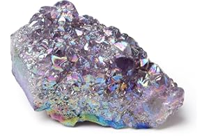 Sahoottie Titanium Coated Amethyst Druze Crystals Druze Geode Gemstone Natural Raw Stone Energy Irregular Reiki Decoration