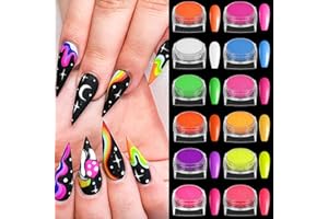 LOPHE Neon Paznokcie w proszek, 12 kolorów brokatowe paznokcie manicure na Halloween makijaż dekoracja pigment DIY-Salon