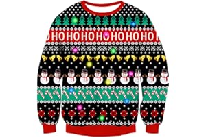 UNIFACO Unisex LED Light Christmas Jumper Up Ugly Sweaters Funny Xmas Jumpers for Men Women 3D Pullover Knitted Sweaters S-XXL