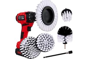 S&R WERKFIX Brosses Nettoyage pour Perceuse Visseuse à Poils Souples Blancs. Brosses à Nettoyer Salle de Bains, Douche, Cuisine, Céramique.