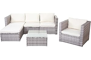 Mendler Zestaw wypoczynkowy, ogród, ogród, salon, salon, Brescia, polirattan, stal szara, z poduszkami w kolorze kości słoni