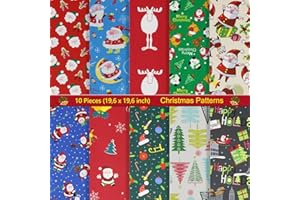 aufodara 10 Pezzi Natale Tessuto Cotone Stoffa Tessuti Tessuto Cotone Stoffa Patchwork 50x50cm Cucito Creativo DIY Fatto a Mano (multicolore -B)