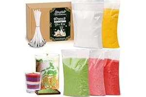 BLINGFUN Kit de Fabrication de Bougies en Cire de Sable DIY – 5 Couleurs (Refillable) avec Mèches et Perles de Cire – Décoration pour Fêtes (Halloween, Noël, Mariage, Anniversaire)
